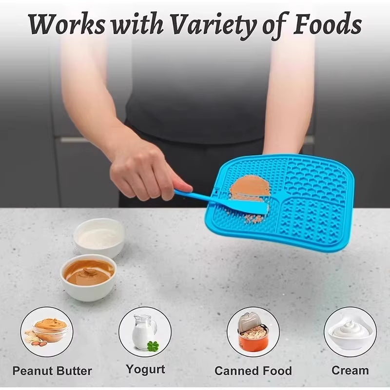 Dog Lick Mat Silicone Slow Feeder Mat with Suction Cups for Bathing Grooming Distraction Anxiety Relief Pet Feeding Supplies