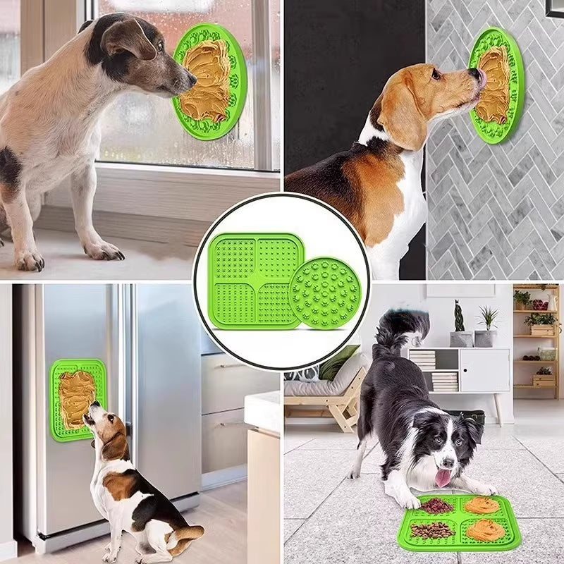 Dog Lick Mat Silicone Slow Feeder Mat with Suction Cups for Bathing Grooming Distraction Anxiety Relief Pet Feeding Supplies