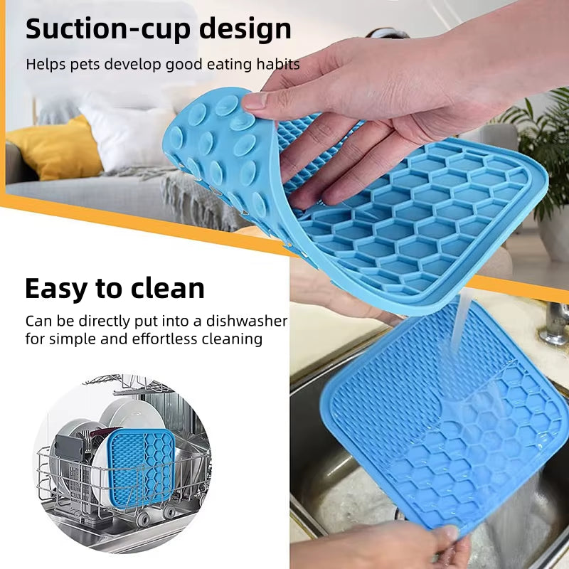 Dog Lick Mat Silicone Slow Feeder Mat with Suction Cups for Bathing Grooming Distraction Anxiety Relief Pet Feeding Supplies