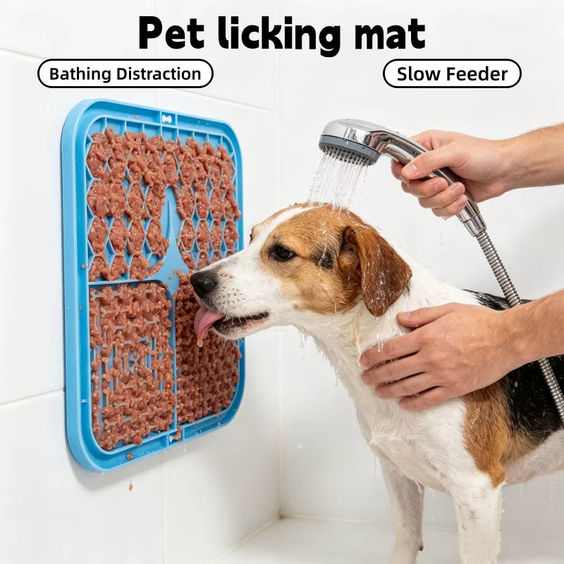 Dog Lick Mat Silicone Slow Feeder Mat with Suction Cups for Bathing Grooming Distraction Anxiety Relief Pet Feeding Supplies