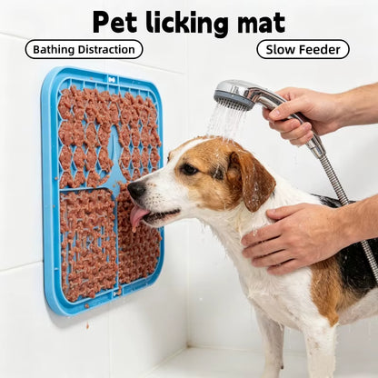 Dog Lick Mat Silicone Slow Feeder Mat with Suction Cups for Bathing Grooming Distraction Anxiety Relief Pet Feeding Supplies